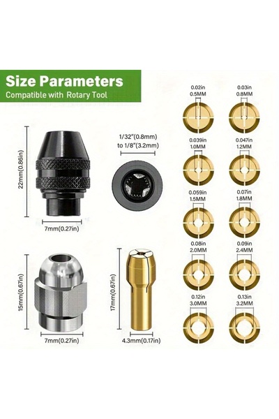 Choice 16pcs Premium Rotary Tool Chuck Set - Quick Change Drill Adapter Kit w...