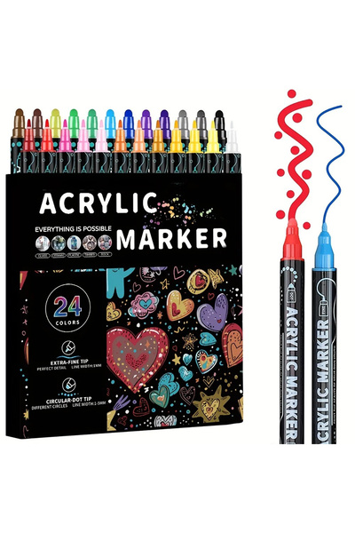 Choice مجموعة من 24 قلم طلاء أكريليك برأسين، أقلام تلوين أكريليك ممتازة مزدوج...