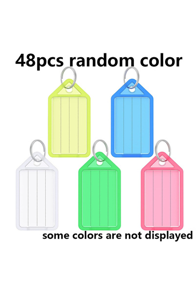 Choice 48pcs 12-48pcs Flap Transparent Key Label Colorful Plastic Keychain La...