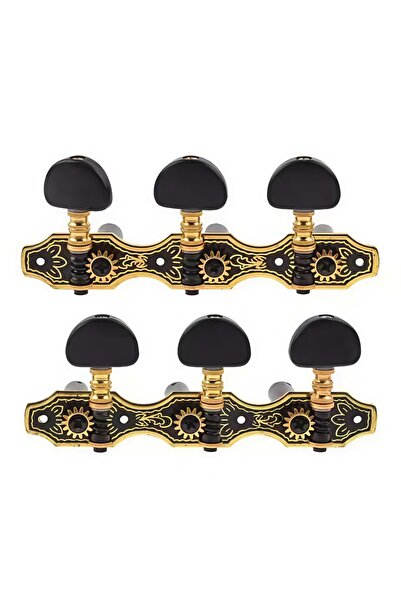 Choice أوتار جيتار كلاسيكي مطلية بالذهب، لون أسود، 3R و3L، مفاتيح ضبط، أجزاء ...