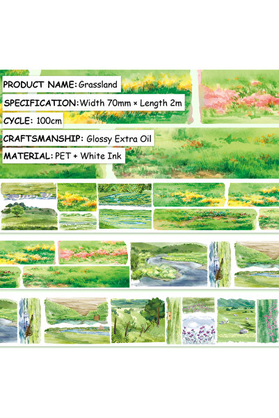 Choice JD639-1 شريط لاصق أخضر من مادة PET بتصميم مستنقعات، بطول 2 متر/لفة، شر...