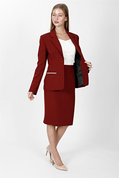 ÖNDER ÖZSOY Garnili Single Button Classic Jacket & Short Pencil Skirt Women's...