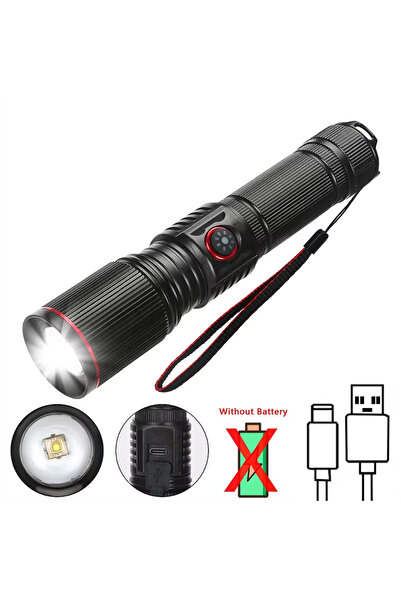 Choice مصباح يدوي LED عالي الطاقة 20 واط بدون بطارية، مزود بخاصية التكبير/الت...