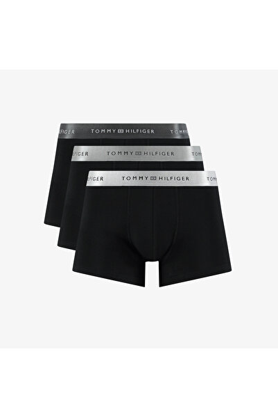 Tommy Hilfiger Trunk 3'lü Erkek Metalik Logo Siyah Boxer