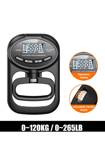 Choice Black 265Lbs/120Kg digital hand grip strength tester, USB LCD screen g...