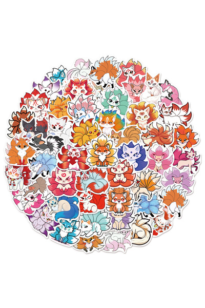 Choice 50 قطعة من ملصقات جرافيتي إبداعية على شكل ثعلب ذي تسعة ذيول، ملصقات مم...