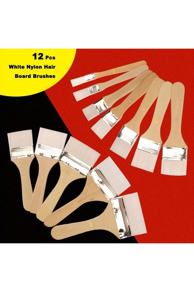 choice2 12 pcs White Nylon 12 pcs art brush set, various sizes nylon bristle ...