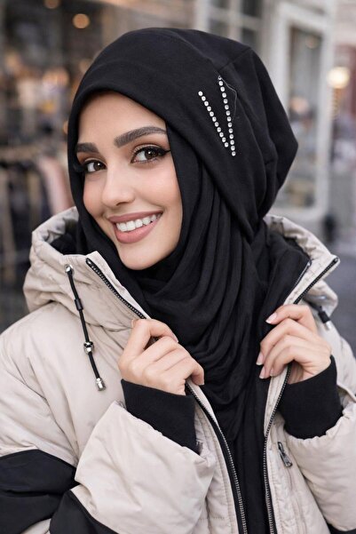 Aişe tesettür Siyah Taşlı Tesettür Bere