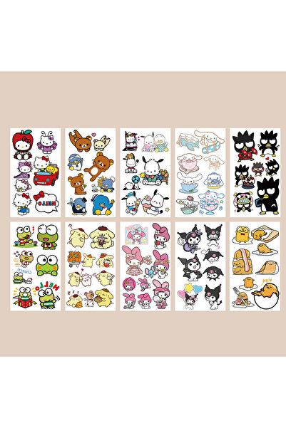 Choice ١٠ قطع من ملصقات الوشم المؤقتة المقاومة للماء، بتصميمات كرتونية مستوحا...