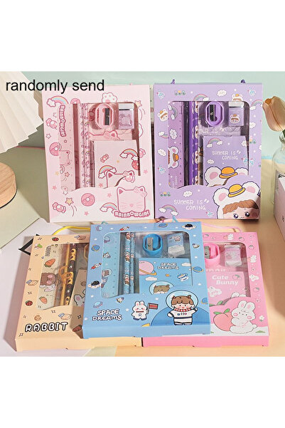 Choice random 1 set 6PCS Stationery Set School Students Stationery Six-piece ...