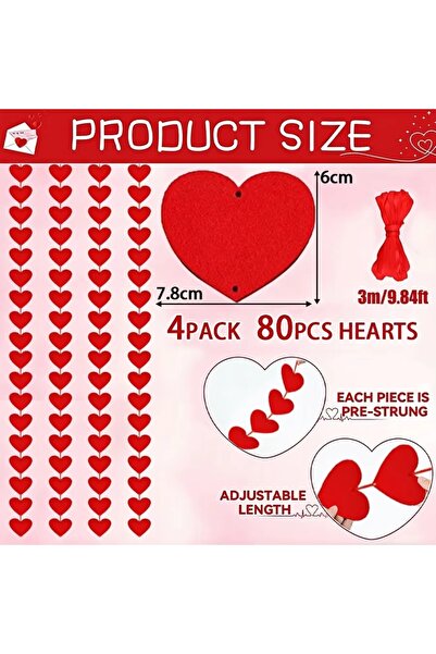 Choice 20 قطعة - خيط واحد أحمر، 20-160 قطعة من إكليل القلوب الحمراء المصنوع م...