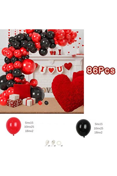 Choice Other BL501213-86Pcs 86Pcs Red and Black Balloons Garland Arch Kit for...