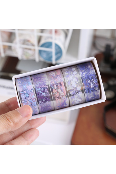 Choice5 شريط لاصق شفاف ملون على شكل زهور كاواي من COCO2-3، 5 لفات، مصنوع من م...