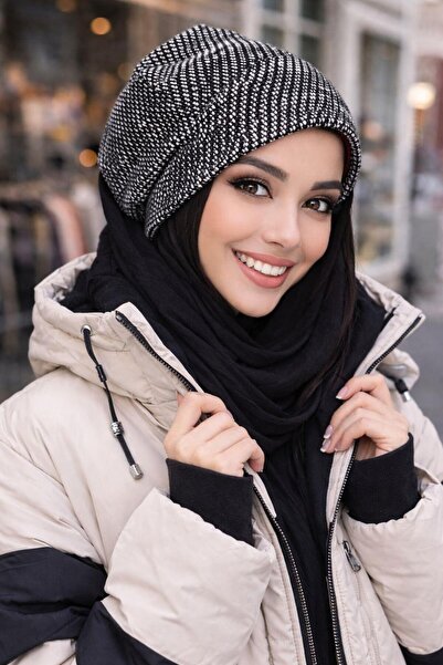 Aişe tesettür Siyah Kırçıllı Tesettür Bere