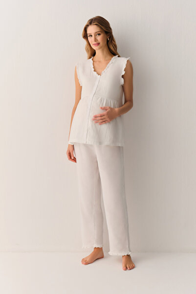 SUWEN Angel Pamuklu Hamile Lohusa Pijama Takımı