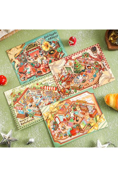 Choice4 مجموعة كاملة من ملصقات أرنب كاواي ثلاثية الأبعاد لمناظر طبيعية لنادي ...