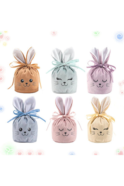 Choice ٦ أكياس هدايا مخملية لطيفة على شكل أرنب، مثالية لتغليف هدايا عيد الحب،...