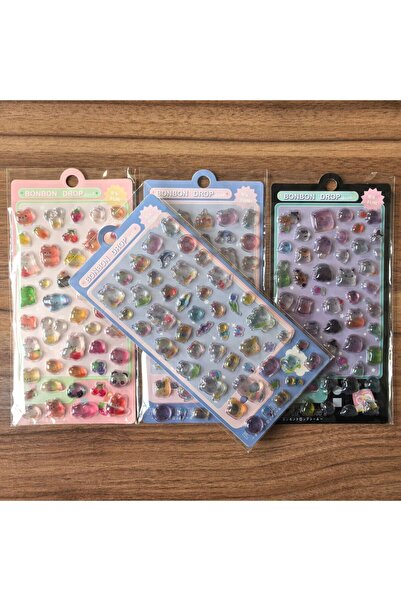 Choice 4Sheets 4Pack Adorable Transparent Cartoon Stickers Sparkly Embellishm...