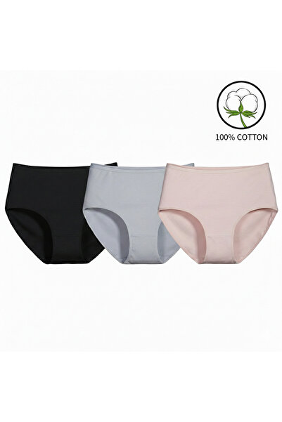 Suzora 3-Pack Cotton Underwear High-Waist Panties for Women - Breathable & So...