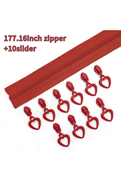 Choice سحاب أحمر رقم 162، مقاس 5، مع 10 رؤوس سحاب على شكل قلب = عبوة واحدة، 3...