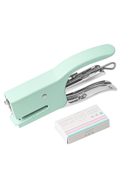 Choice دباسة يدوية معدنية خضراء، أداة تدبيس مكتبية، دباسة مكتبية محمولة، ناعمة