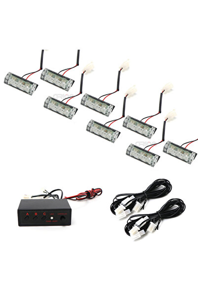 Choice6 All Yellow 8x3 LED 12V Car Grille Strobe Light Head 4x3 LED Mini Flas...