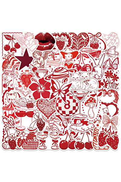 Choice 50 قطعة من ملصقات عيد الحب الحمراء برسومات جرافيتي جمالية، مناسبة لتزي...