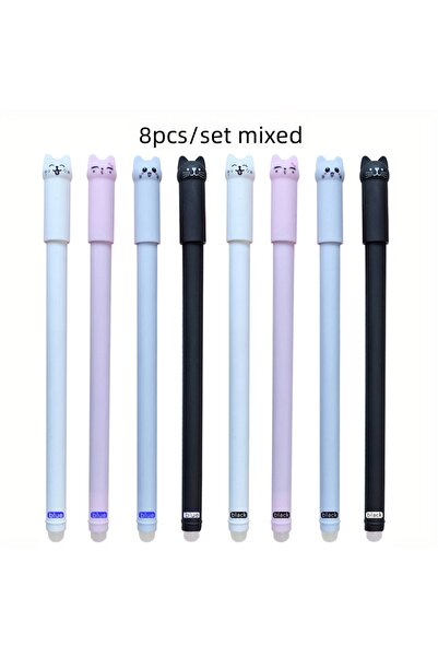 Choice 8pcs mixed 4/8/12pcs Creative Cat Erasable Gel Pens Set 0.5mm Washable...