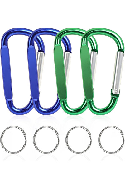 Choice Blue Green 4PCS Black Carabiner Caribeaner Clip Aluminum D Ring Shape ...