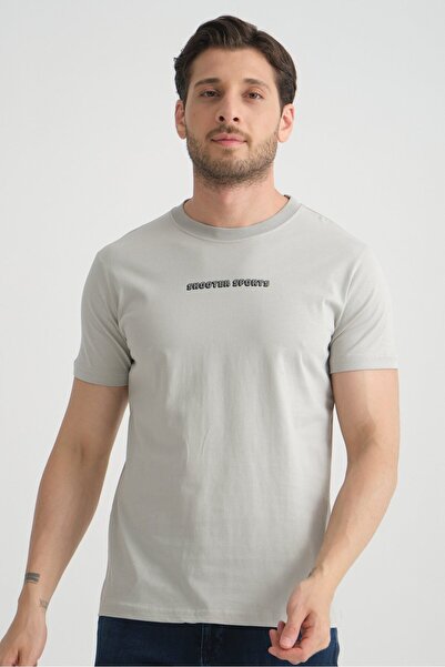 Shooter Sportswear تي شيرت رجالي باللون الرمادي برقبة دائرية من القطن الفاخر ...