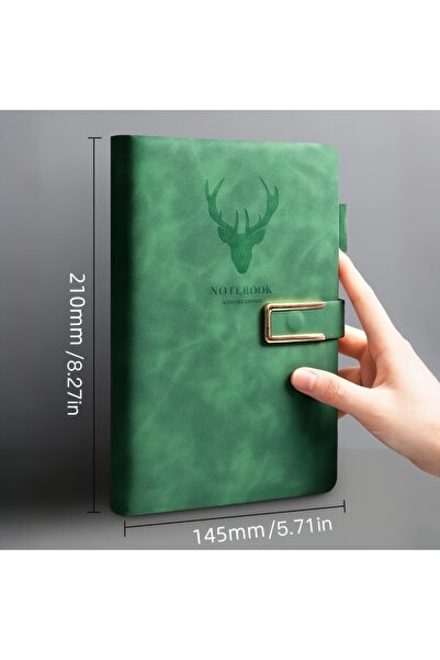 Choice green A5 notebook,360 page thick PU leather cover with snap button, su...
