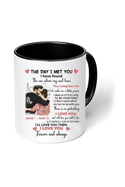 PRINTSHOP4ME Happy Valentine Day with a Black Two-Tone Coffee Mug - Perfect f...