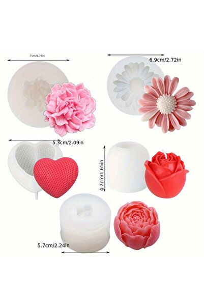 Choice مجموعة واحدة من قوالب السيليكون لصنع الشموع بسلسلة الزهور، تتضمن الورد...