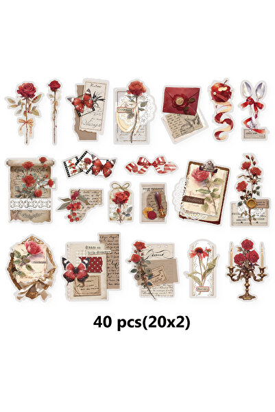 choice2 40 قطعة من ملصقات إيتوري لايف الحمراء الساحرة بنمط رسائل الحب الحمراء...