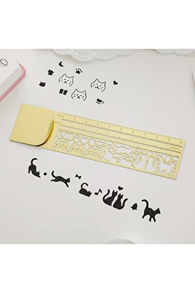 Choice فاصل كتاب ومسطرة استنسل بتصميم قطة رائعة، أداة إبداعية 2 في 1 للمذكرات...