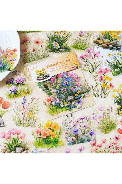 Choice5 F 40pcs PET Flower Patterns Scrapbook Stickers Journal Decoration Scr...