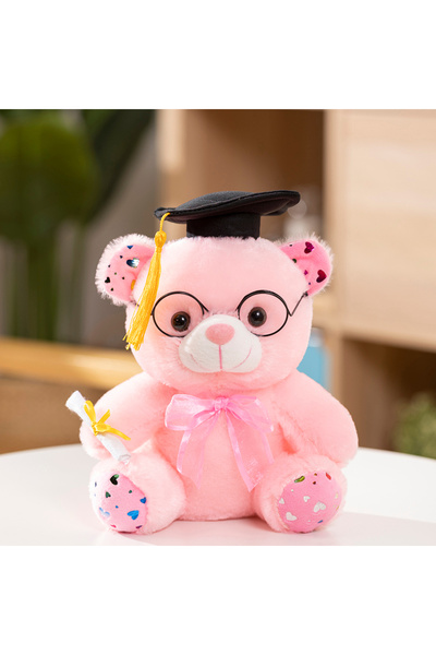 Choice لعبة دب التخرج الوردية المحشوة مقاس 23 سم، دمية دب تيدي ناعمة لطيفة، ه...