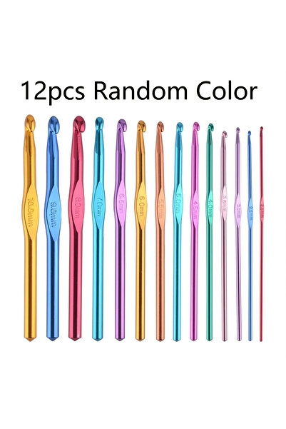 Choice Random Color 12pcs-Color Single Head Crochet Hook DIY Knitting Tool Cr...