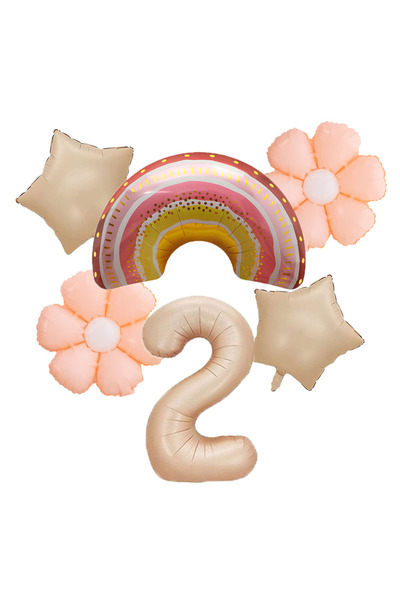 Choice 40inch StyleA-2 Two Groovy Party Retro Rainbow with 40inch Cream Numbe...