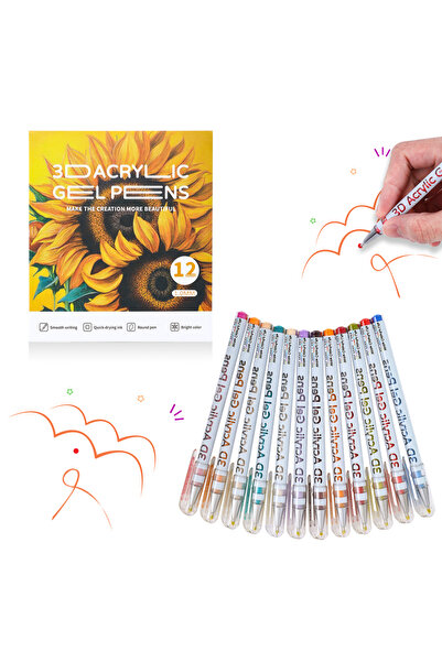 Choice 12 Colors 3D Acrylic Gel Pen, Quick-Drying Acrylic Gel Pen, Graffiti P...