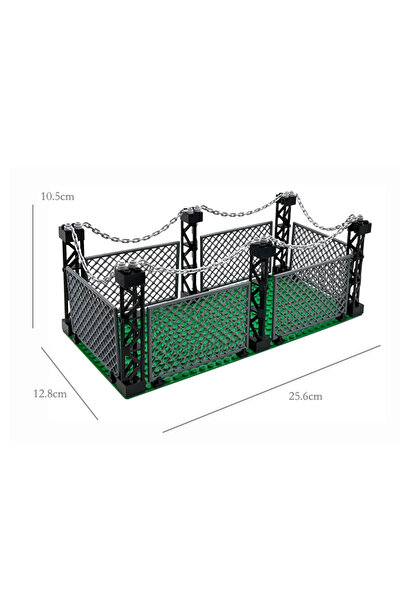 Choice1 1632 أرض خضراء، سياج عسكري، قاعدة شبكية، قفص ديناصور، مشهد بناء، مكعب...