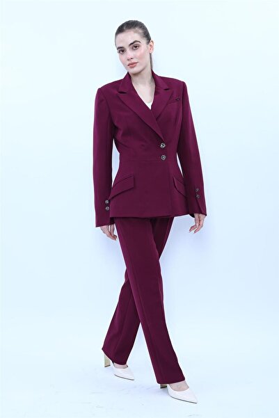 ÖNDER ÖZSOY Garnili Single Button Classic Jacket & Pocketed Pipe-Leg Trousers...
