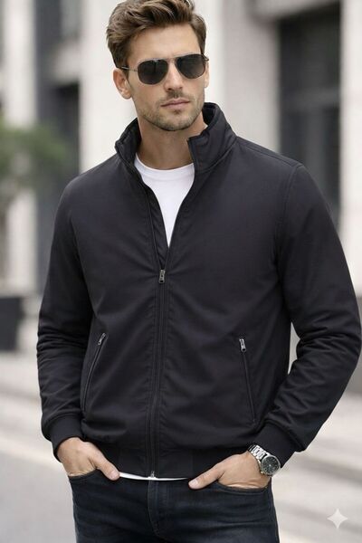 MontClup Erkek Ceket Fermuarlı Harrington Bomber Ceket
