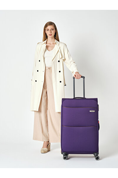 Pierre Cardin Büyük Boy Mor Valiz - Dayanıklı Tekerlekli Şifreli Kilitli Yeti...