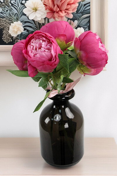 Yapay Çiçek Deposu Flori artificiale, 5 bucăți, buchet de trandafiri bujori d...