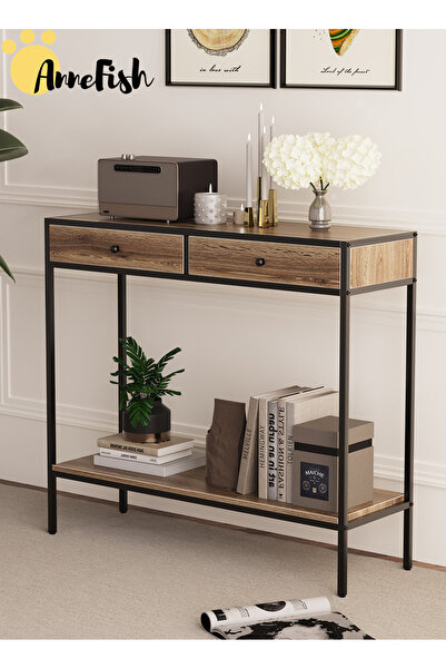 AnneFish 100*33*90cm 2 Tier Console Table Sofa Table Coffee Corner with Stora...