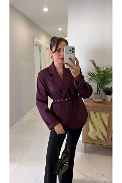 BİRCANÇİL سترة فارا موردوم كيرملد المزينة بحزام