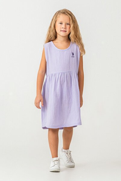 U.S. Polo Assn. Rochie pentru fete Licențiată Us Polo Assn, 4-9 ani - Liliac