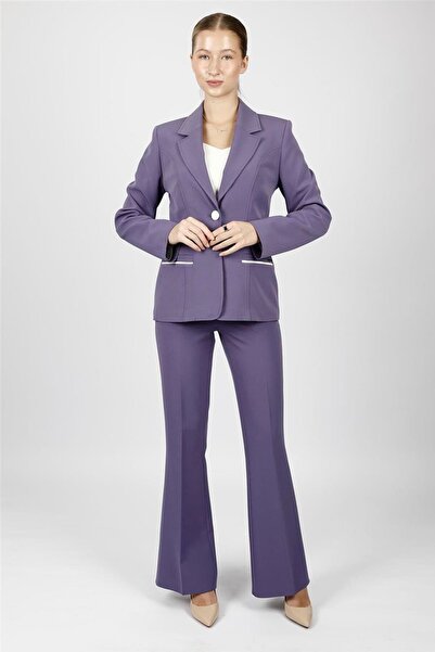 ÖNDER ÖZSOY Garnili Single Button Classic Jacket & Pocketed Spanish Leg Pants...