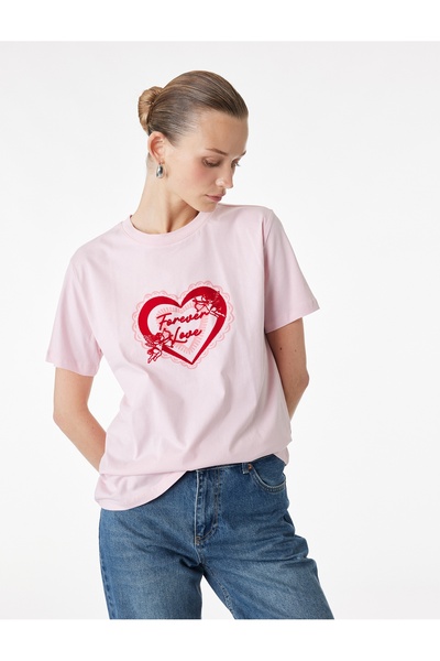 Koton Kadın T-shirt 6SAK50091EK PEMBE
